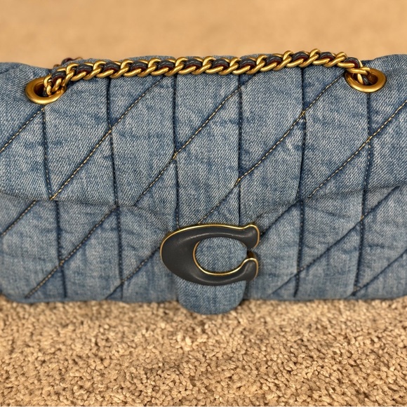Coach Handbags - Coach Denim Quilted Tabby Shoulder Bag with Gold Chain